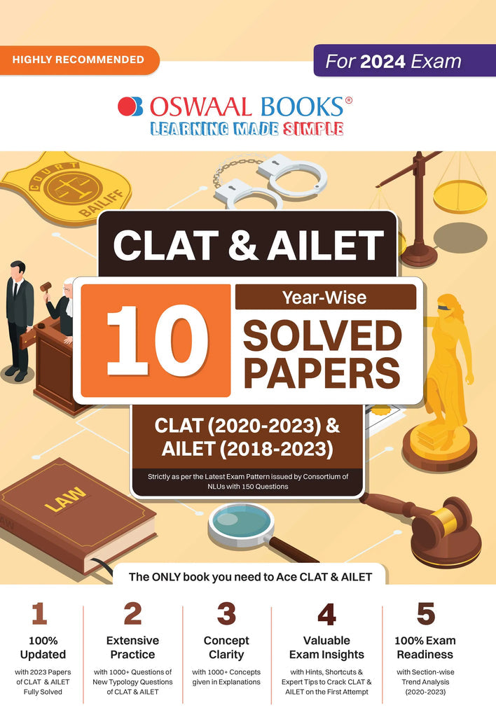 CLAT & AILET Year-Wise Solved Papers Book (For 2024 Exam) – BookStation