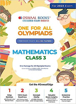 Oswaal One For All Olympiad Previous Years' Solved Papers, Class-3 Mathematics