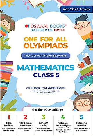 Oswaal One For All Olympiad Previous Years' Solved Papers, Class-5 Mathematics Book (Useful book for all Olympiads) (For 2023 Exam)