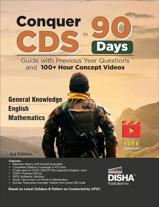 Conquer CDS in 90 Days - Guide with Previous Year Questions and 100+ Hour Concept Videos 3rd Edition