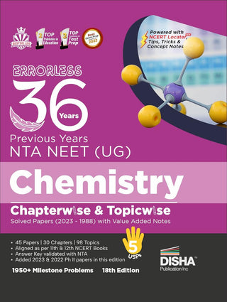 Errorless 36 Previous Years NTA NEET (UG) Chemistry Chapter-wise & Topic-wise Solved Papers (2023 - 1988)
