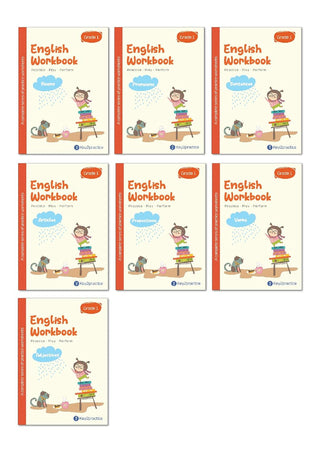 Key2practice Class 1 English Grammar Activity Workbooks (Nouns, Pronouns, Sentences, Articles, Prepositions, Verbs, Adjectives) Combo of 7 Workbooks