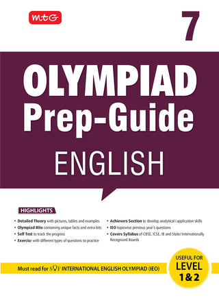 MTG Olympiad Prep-Guide English Class 7 - Detailed Theory, Self Test with IEO Chapterwise Previous Year Question Paper For SOF 2023-24 Exam