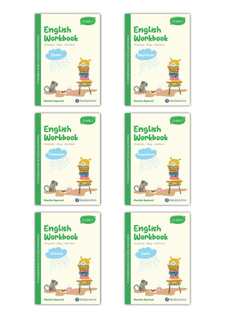 Key2practice Class 2 English Grammar Activity Workbooks (Nouns, Pronouns, Articles, Adjectives, Preposition, Verbs) Combo of 6 Workbooks