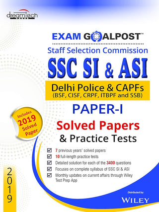 SSC SI & ASI, Paper 1, Solved Papers & Practice Test : Delhi Police & CAPFs (BSF, CISF & Others), 2019