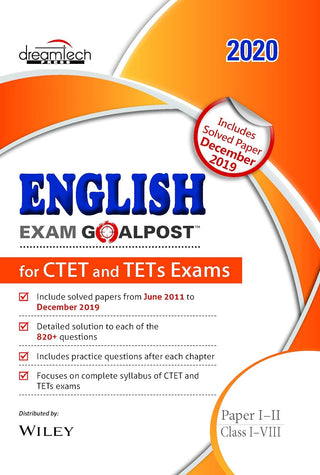 English Exam Goalpost for CTET and TETs Exams, Paper I-II, Class I-VIII, 2020