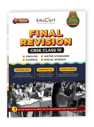 Educart 33 Days Challenge with Class 10 Final Revision Book for CBSE 2024 Board Exam Maths + Science + SST + English (2023-24)
