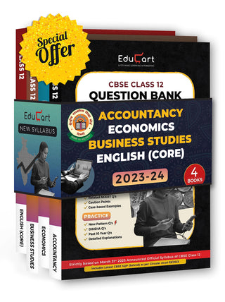 Educart CBSE Class 12 Accountancy Business Studies Economics & English Question Bank 2023-24 (4 Books )