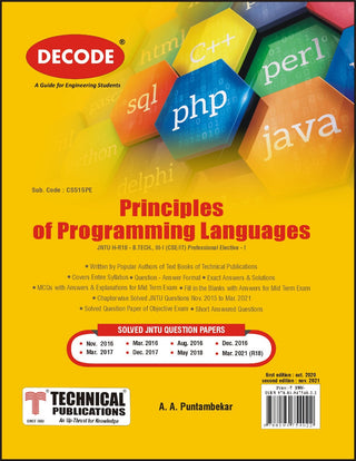 JNTU-H 18 कोर्ससाठी प्रोग्रामिंग भाषांची तत्त्वे (III - I - CSE/IT/Prof. Elec.-I - CS515PE) (डीकोड)