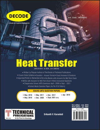 JNTU-H 18 कोर्ससाठी उष्णता हस्तांतरण (III - II - Mech. - ME602PC) (डीकोड)