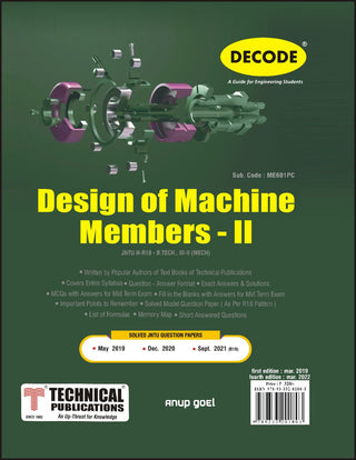 JNTU-H 18 कोर्ससाठी मशीन सदस्य-II चे डिझाईन (III - II - Mech. - ME601PC) (डीकोड)