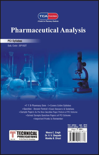 Pharmaceutical Analysis  for  B. PHARMACY  PCI SYLLABUS - 17  ( SEM I - BP102T) TCA PHARMA