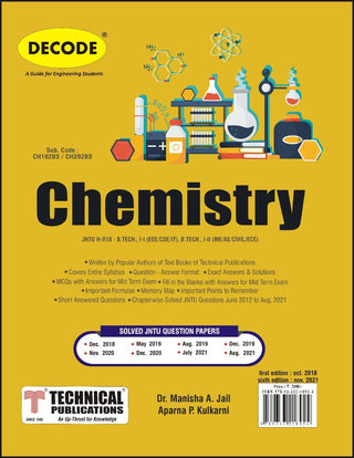 JNTU-H 18 अभ्यासक्रमासाठी रसायनशास्त्र (I - I - EEE/CSE/IT - CH102BS आणि I - II - ME/AE/सिव्हिल/ECE/AI आणि ML, AI आणि DS/CSE (AI आणि ML), CSE (IoT) ), आणि ECM - CH202BS) (डीकोड) (ओल्ड एडिशन)