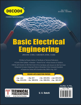 JNTU-H 18 कोर्ससाठी मूलभूत इलेक्ट्रिकल अभियांत्रिकी (I - I - EEE/CSE/IT - EE103ES) आणि (I - II - ECE/AI आणि ML, AI आणि DS/CSE (AI आणि ML), CSE (IoT), आणि ECM - EE203ES) (डीकोड) (ओल्ड एडिशन)