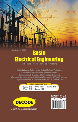 Basic Electrical Engineering for  GTU 18 Course  (I/II- COMMON - 3110005) (Decode)