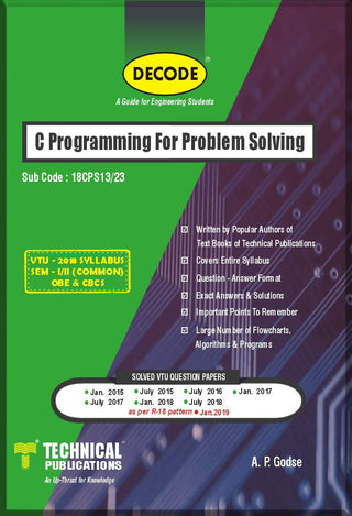 BE VTU कोर्स 18 OBE आणि CBCS (I/II- कॉमन - 18CPS23) (डीकोड) साठी समस्या सोडवण्यासाठी सी प्रोग्रामिंग