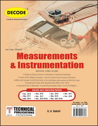 Measurement & Instrumentation for JNTU-H 18 Course (III - I - EEE - EE503PE) (Decode)