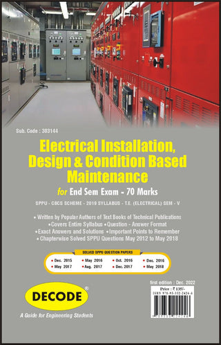 Electrical Installation Design and condition based Maintenance for SPPU 19 Course (TE - SEM V - ELECTRICAL- 303144) (END SEM) (Decode)