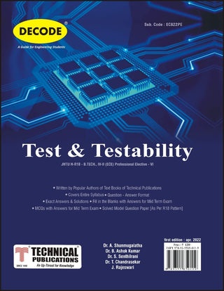 Test and Testability for JNTU-H 18 Course (IV - II - ECE - EC822PE) - Professional Elective – VI (Decode)