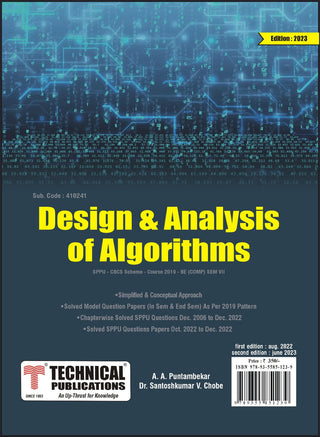 Design and Analysis of Algorithms for SPPU 19 Course (BE - SEM VII -COMP)- 410241