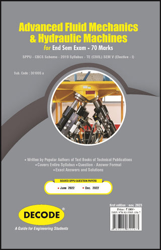 Advanced Fluid Mechanics and Hydraulic Machines for SPPU 19 Course (TE - SEM V - CIVIL - 301005 a) - Elective I (Decode) (END SEM)