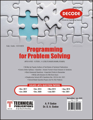 JNTU-H 22 कोर्ससाठी समस्या सोडवण्यासाठी प्रोग्रामिंग (I - I - CSE/AI&amp;DS/AI&amp;ML/IT - CS103ES) (डीकोड)