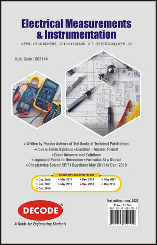Electrical Measurements and Instrumentation  for SPPU 19 Course (SE - III - Electrical - 203144) (Decode)