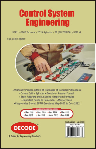 Control System Engineering for SPPU 19 Course (TE - VI - Electrical - 303150)  (Decode) (END SEM)