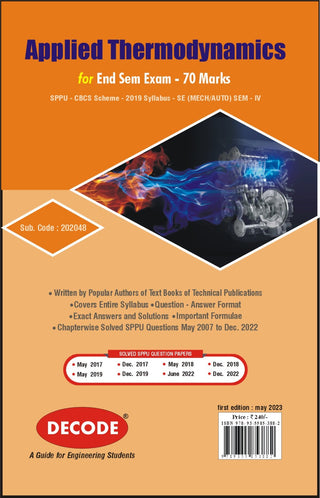 Applied Thermodynamics for SPPU 19 Course (SE - IV - MECH. /AUTO.-  202048) (Decode) (END SEM)