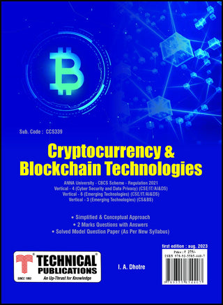 Cryptocurrency and Blockchain Technologies for BE Anna University R21CBCS (V, VI, VII, VIII (Vertical IV/VI -  CSE / IT / AI&DS, Vertival III - CS&BS - CCS339)