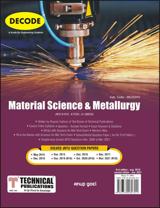 JNTU-H 18 कोर्ससाठी साहित्य विज्ञान आणि धातूशास्त्र (II - I - MECH. - ME303PC) (डीकोड)