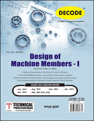 JNTU-H 18 कोर्ससाठी मशीन सदस्य-I चे डिझाइन (III - I - MECH. - ME502PC) (डीकोड)