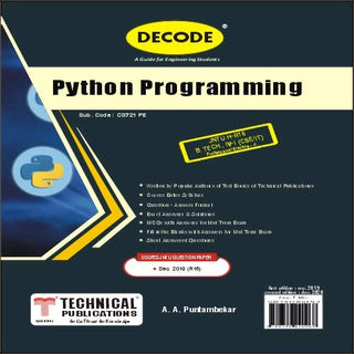 JNTU-H 18 कोर्ससाठी पायथन प्रोग्रामिंग (IV - I - CSE / IT - CS702OE) - ओपन इलेक्टिव्ह - II (डीकोड)