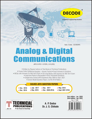 JNTU-H 18 कोर्ससाठी एनालॉग आणि डिजिटल कम्युनिकेशन्स (II - II - ECE - EC403PC) (डीकोड)