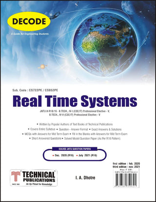 Real Time Systems for JNTU-H 18 Course (IV - I - CSE/IT - CS722PE) - Professional Elective - V  (Decode)