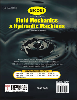 JNTU-H 18 कोर्ससाठी फ्लुइड मेकॅनिक्स आणि हायड्रोलिक मशिन्स (II - II - Mech. - ME404PC) (डीकोड)