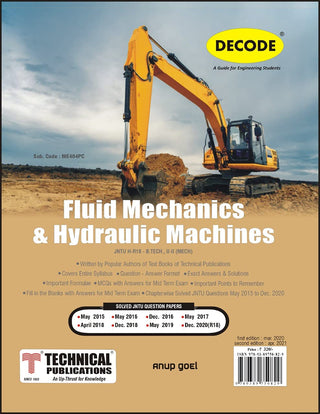 JNTU-H 18 कोर्ससाठी फ्लुइड मेकॅनिक्स आणि हायड्रोलिक मशिन्स (II - II - Mech. - ME404PC) (डीकोड)