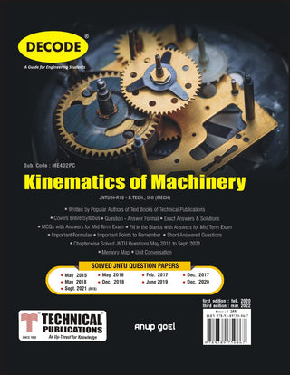 JNTU-H 18 कोर्ससाठी मशीनरीचे किनेमॅटिक्स (II - II - Mech. - ME402PC) (डीकोड)