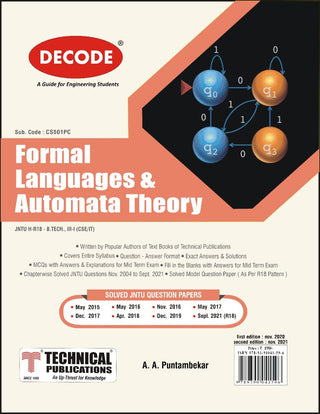 JNTU-H 18 कोर्ससाठी औपचारिक भाषा आणि ऑटोमॅटा सिद्धांत (III - I - CSE/IT - CS501PC) (डीकोड)