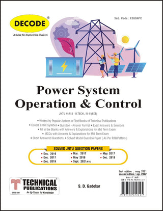 Power System Operation and Control  for JNTU-H 18 Course (III - II - EEE - EE604PC) (Decode)