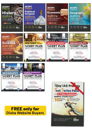 Combo (set of 10 Books) NCERT Digest Concepts in ONE LINER Format & NCERT Plus Question Bank for UPSC & State PSC Civil Services History, Political Science, Economics, General Science & Geography with 150+ Hours Video Course | Notes & Solved Objective