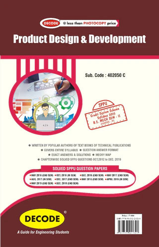 Product Design and Development for SPPU 15 Course (BE - II - Mech. - 402050C) (Decode) (OLD EDITION)