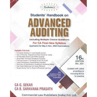Students Handbook On Advanced Auditing Including MCQs For CA Final May 2022 Exam [New Syllabus] (16th Edition)