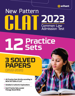 नवीन पॅटर्न CLAT 2023 कॉमन लॉ अॅडमिशन टेस्ट 12 सराव सेट 3 सोडवलेले पेपर्स (2022-2020)