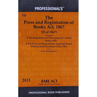 The Press & Registration Of Books Act, 1867 Bare Act 2021