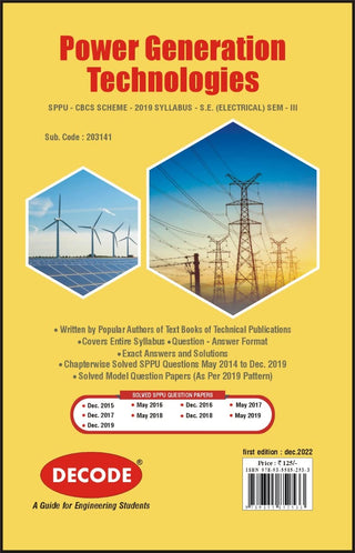Power Generation Technologies  for SPPU 19 Course (SE - III - Electrical - 203141) (Decode)