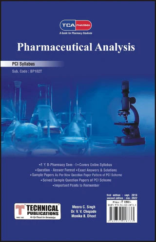 Pharmaceutical Analysis  for  B. PHARMACY  PCI SYLLABUS - 17  ( SEM I - BP102T) TCA PHARMA
