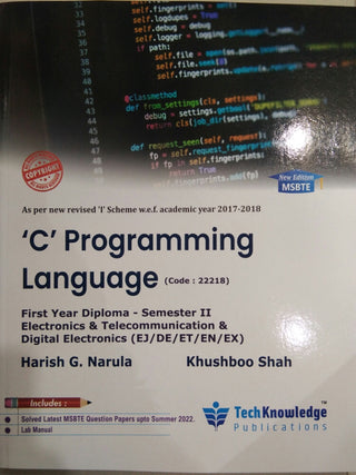 â€˜Câ€™ Programming Language MSBTE F.Y. Diploma Sem II (Electronics & Telecommunication & Digital Electronics)