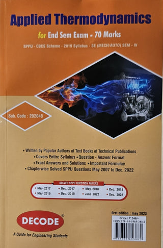 Applied Thermodynamics for SPPU 19 Course (SE - IV - MECH. /AUTO.-  202048) (Decode) (END SEM)