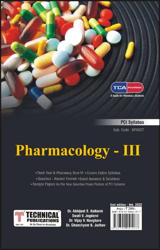 फार्माकोलॉजी III B फार्मसी PCI (VI- BP602T) TCA PHARMA साठी